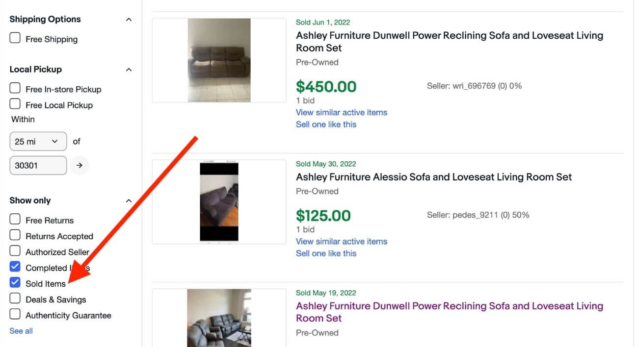 sold-listings-filter-on-ebay