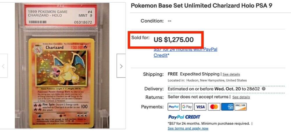 selling pokemon cards on ebay